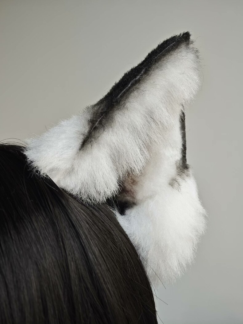 Realistic White Fox Ears - Handmade Cosplay Faux Fur - Image 2
