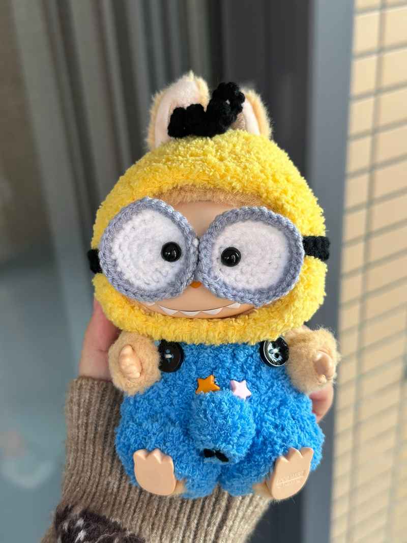 Whimsical LABUBU Minion Plush Doll – Playful Yellow Hat & Starry Blue Jumpsuit – Collectible & Adorable! - Image 2