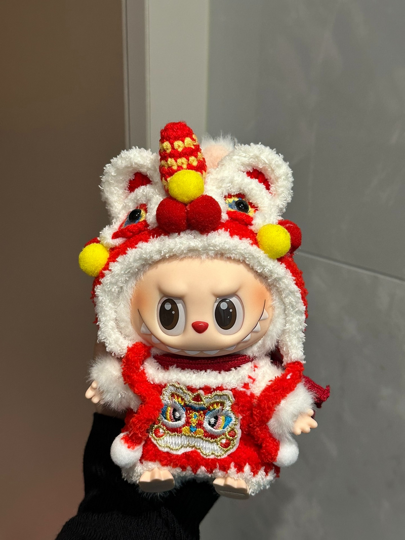 Festive Labubu Doll Outfit: Lion Dance-Inspired Chinese New Year Costume – Vibrant & Plush - Image 1
