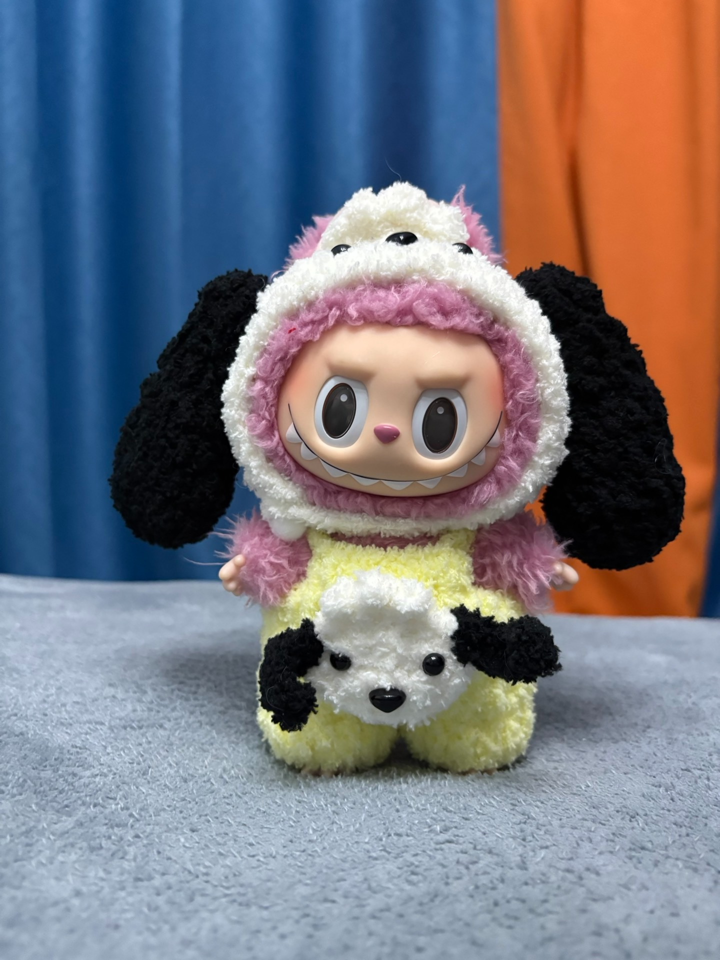 Custom Labubu Plush Outfit with Adorable Dog Design – Handmade, Pastel Colors, & Adjustable Fit - Image 2