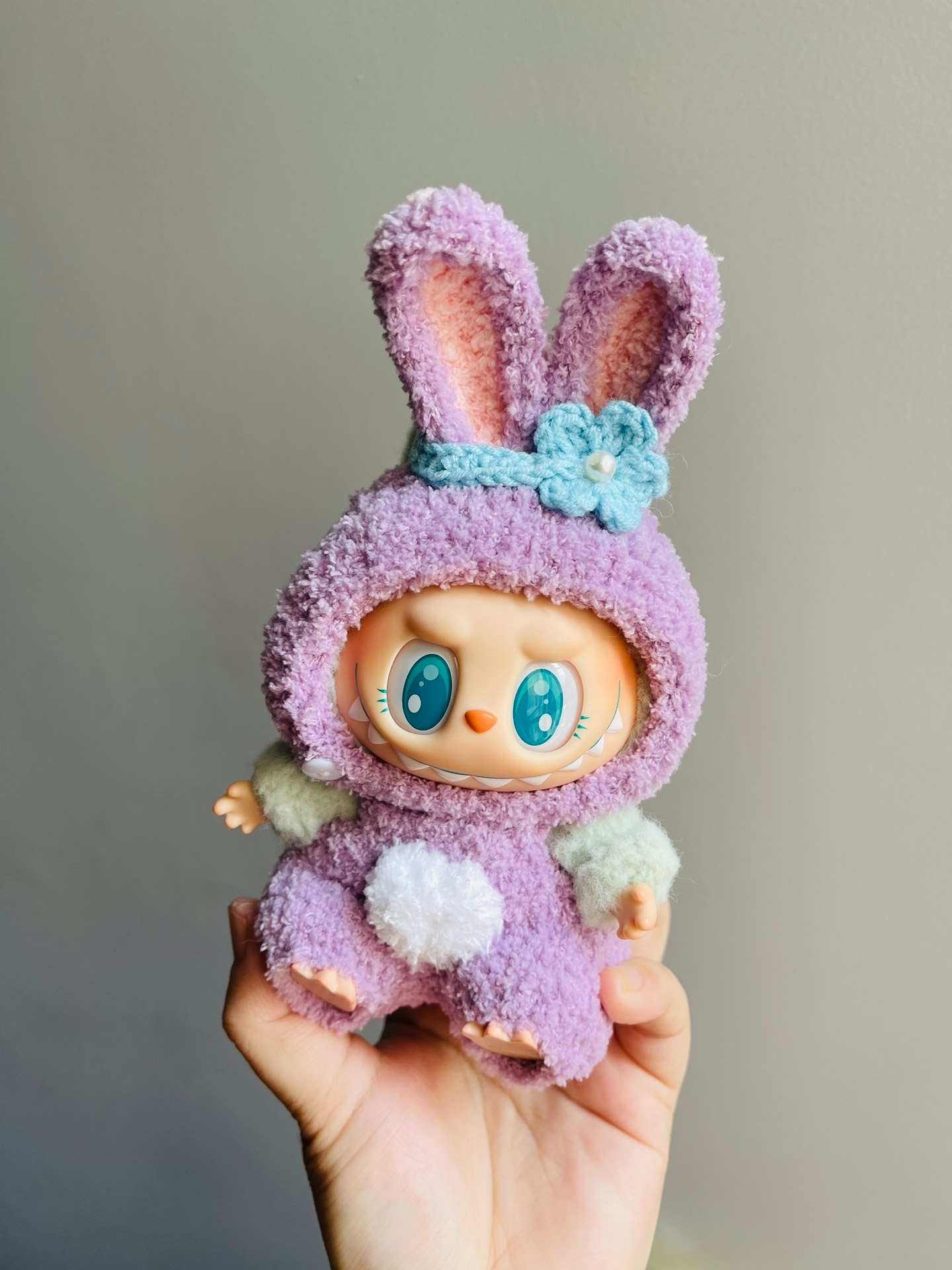 Adorable Disney Star-Lou Plush Outfit for Labubu Dolls – Purple Bunny Hood & Tail - Image 1