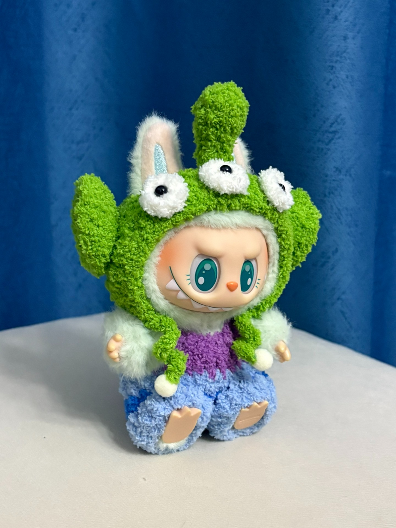Customizable Labubu Doll Outfit – Vibrant Three-Eyed Monster Plush Costume in Green, Purple & Blue - Image 5