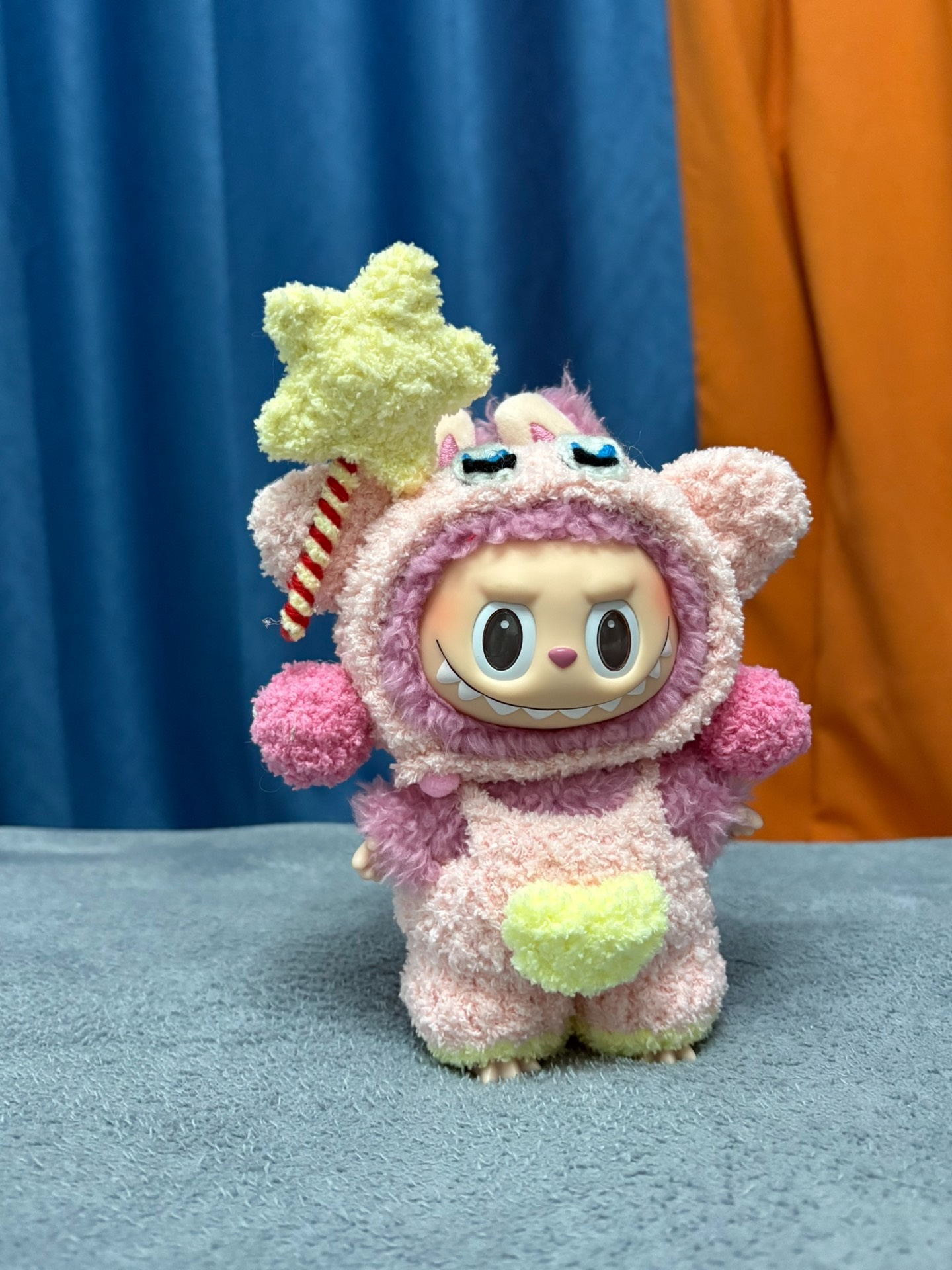 Whimsical Plush Labubu Doll Outfit – Kirby-Inspired Pastel Pink & Yellow Ensemble with Star Accessory - Image 3