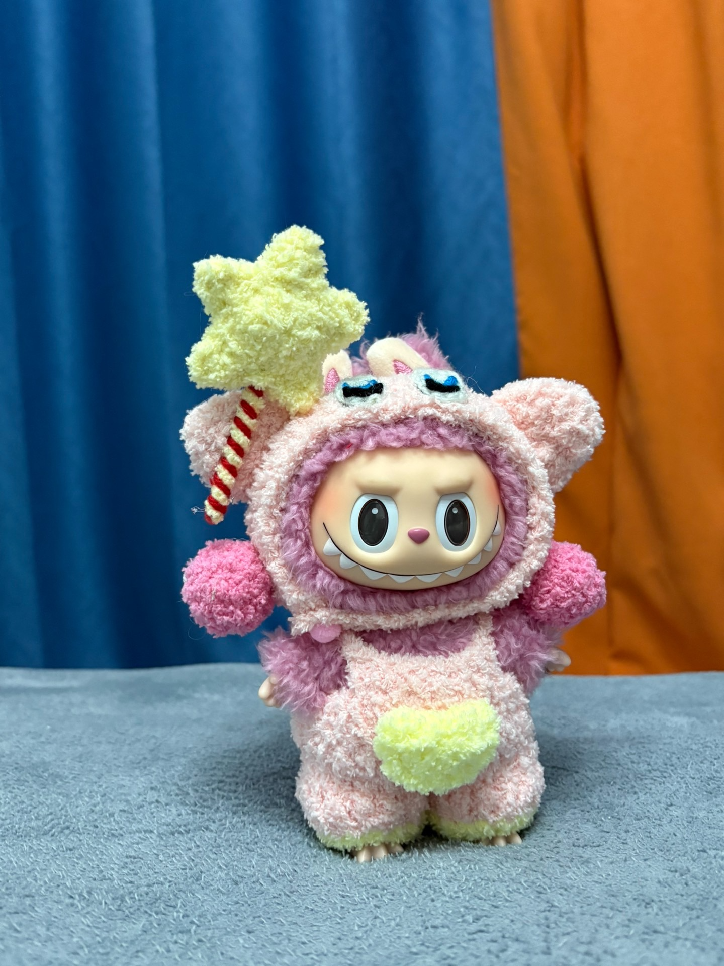 Whimsical Plush Labubu Doll Outfit – Kirby-Inspired Pastel Pink & Yellow Ensemble with Star Accessory - Image 4