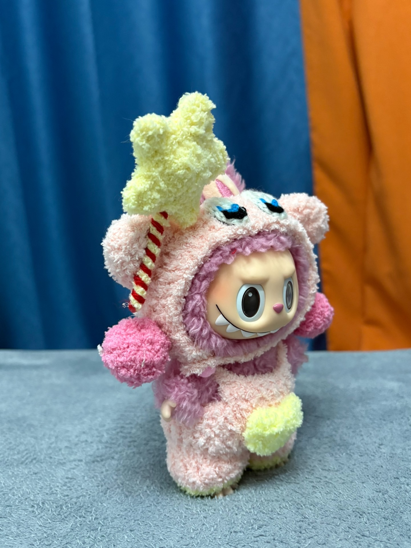 Whimsical Plush Labubu Doll Outfit – Kirby-Inspired Pastel Pink & Yellow Ensemble with Star Accessory - Image 5
