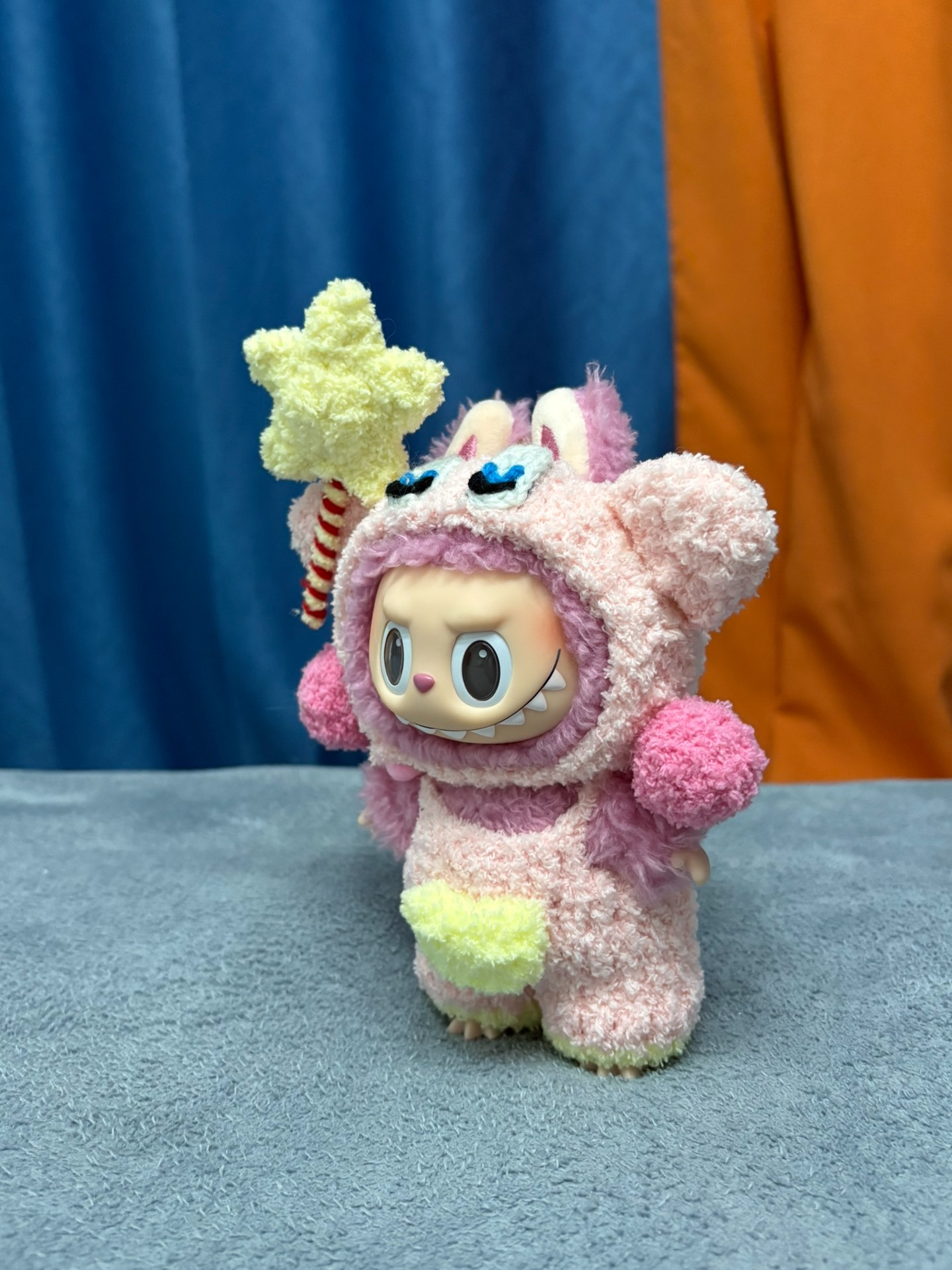 Whimsical Plush Labubu Doll Outfit – Kirby-Inspired Pastel Pink & Yellow Ensemble with Star Accessory - Image 6