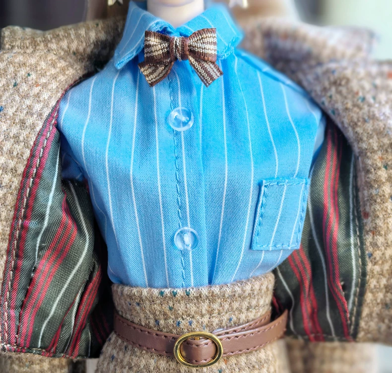 Vintage-Inspired BJD 1/6 Outfit: Elegant Wool-Blend Ensemble with Beret & Metallic Accents - Image 4