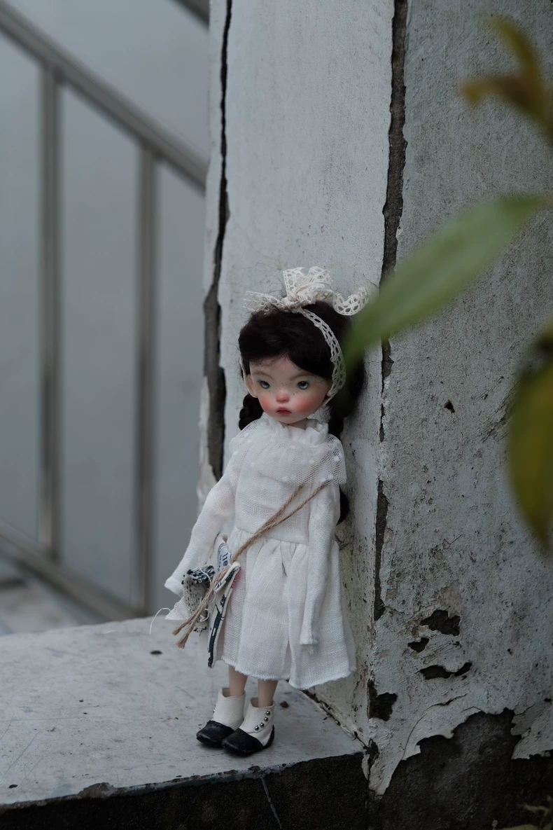 BLYTHE Doll White Linen Dress Outfit Set with Lace Headband & Bag for OB22 OB24 - Image 8