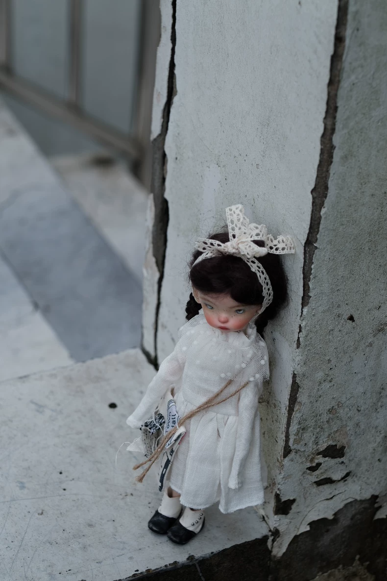 BLYTHE Doll White Linen Dress Outfit Set with Lace Headband & Bag for OB22 OB24 - Image 9