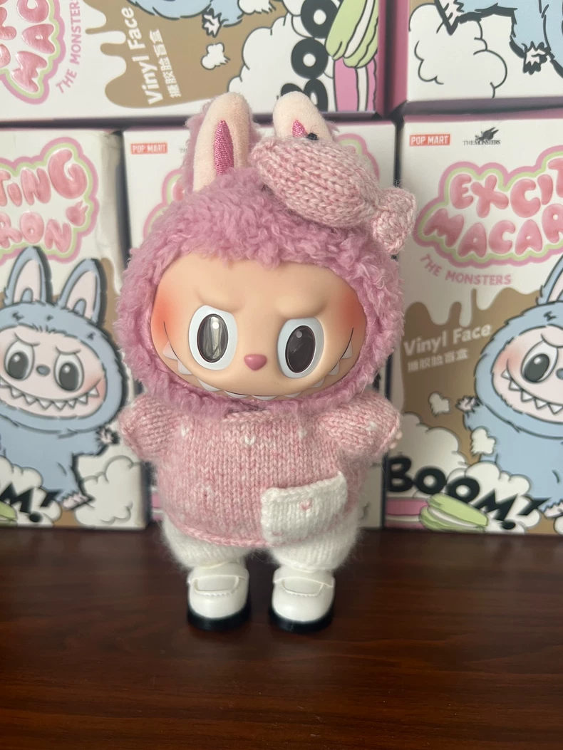 Adorable Pink & White LABUBU Outfits – Cozy Knitted Sweaters & Accessories for Collectible Figures - Image 2