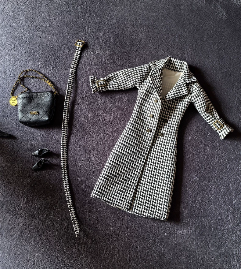 Elegant Houndstooth Coat & Glitter Dress Outfit for Barbie & 1/6 Dolls | Collector’s Must-Have - Image 6