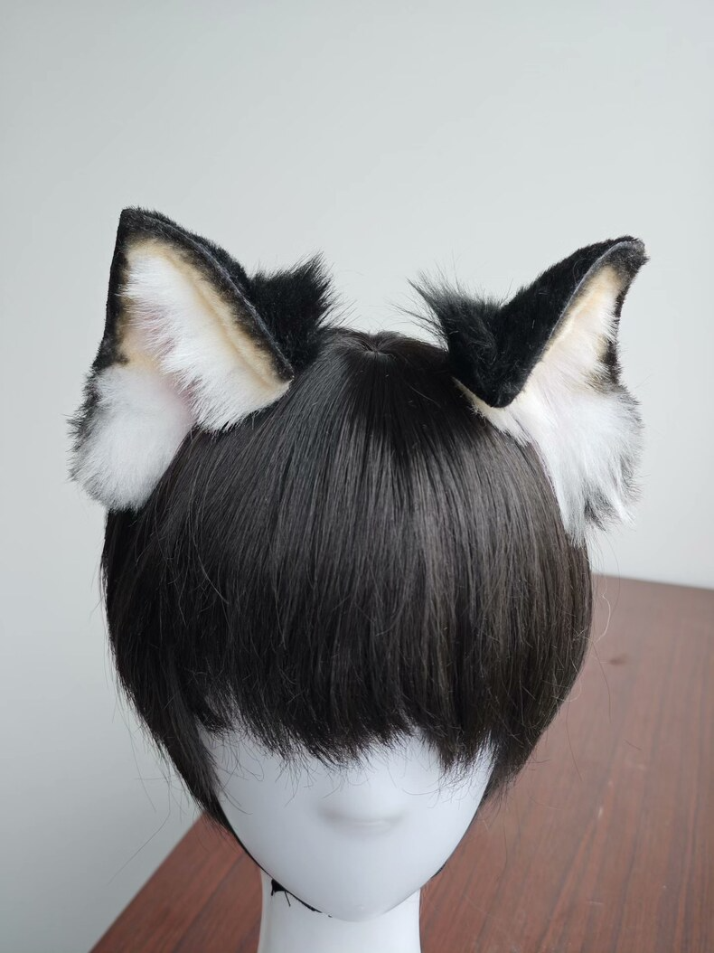 Handmade Black Shiba Inu Plush Ears for Cosplay - Image 1
