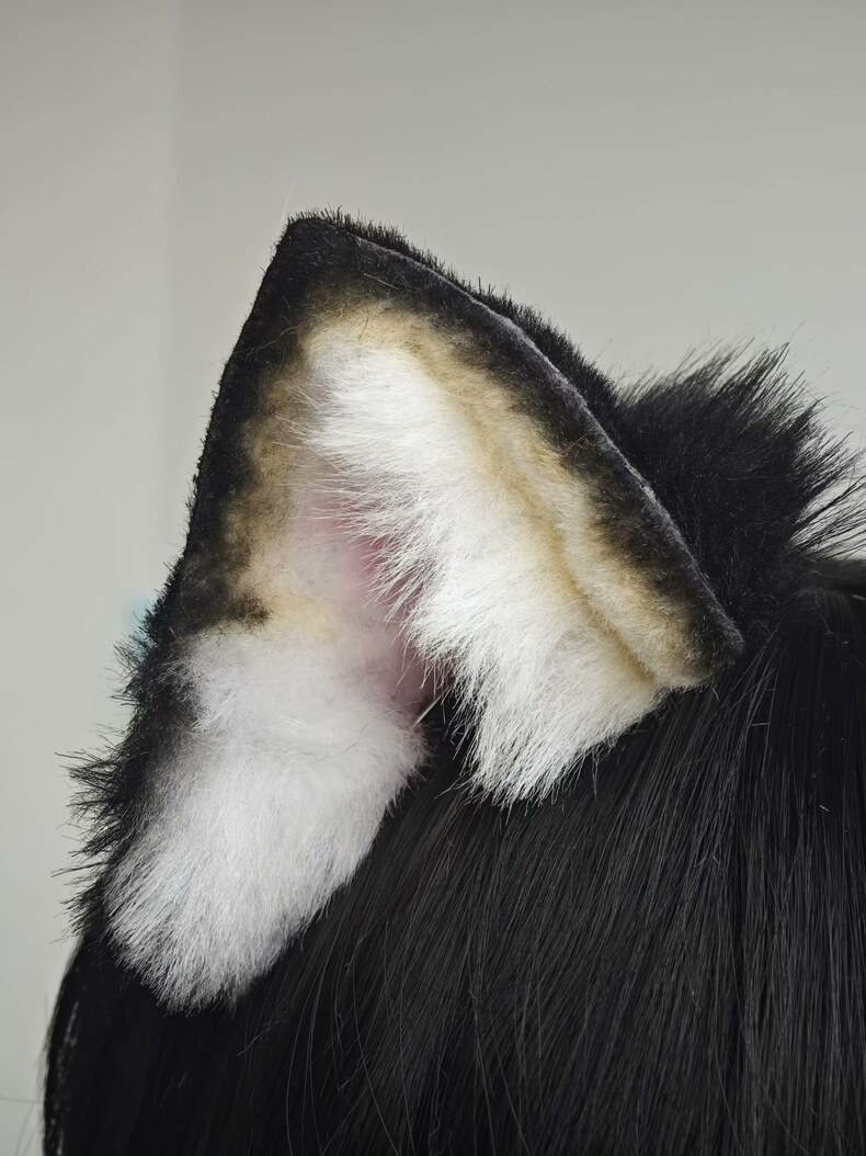 Handmade Black Shiba Inu Plush Ears for Cosplay - Image 2