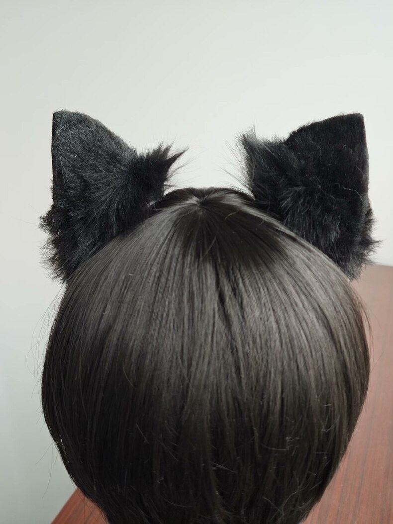 Handmade Black Shiba Inu Plush Ears for Cosplay - Image 5