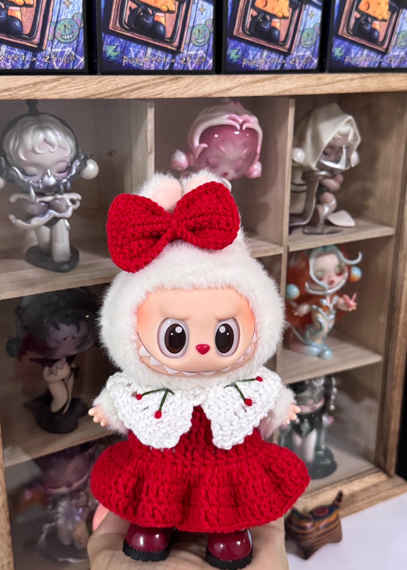 Coca-Cola Themed Labubu Doll – Festive Red Dress & Bow Collectible - Image 6