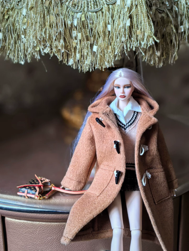 BLYTHE Doll College Outfit - Wool Coat & Beret Chic Collector's Premium Set - Image 2