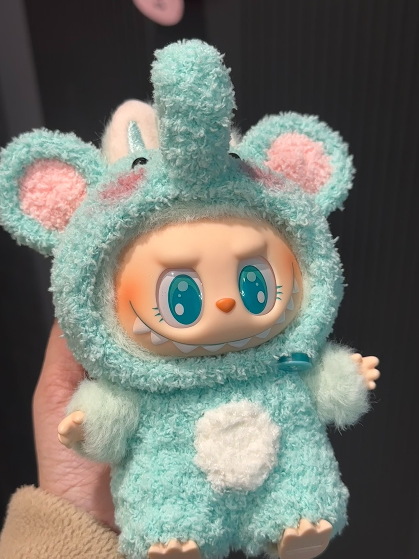 Adorable Labubu Elephant Outfit – Plush Pastel Blue Costume for Dolls - Image 1