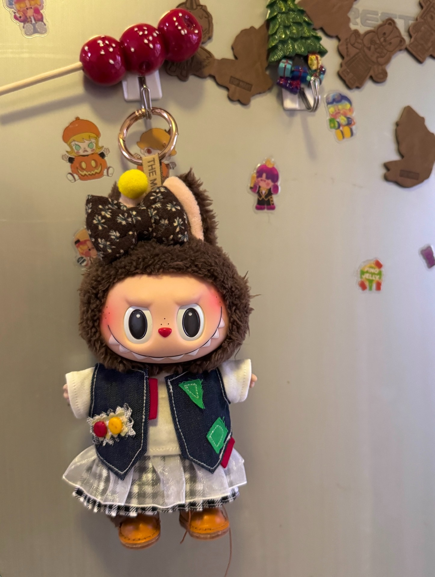 Charming Labubu Doll Outfit: Denim Vest, Plaid Skirt & Lace Details for 17cm Figures - Image 4