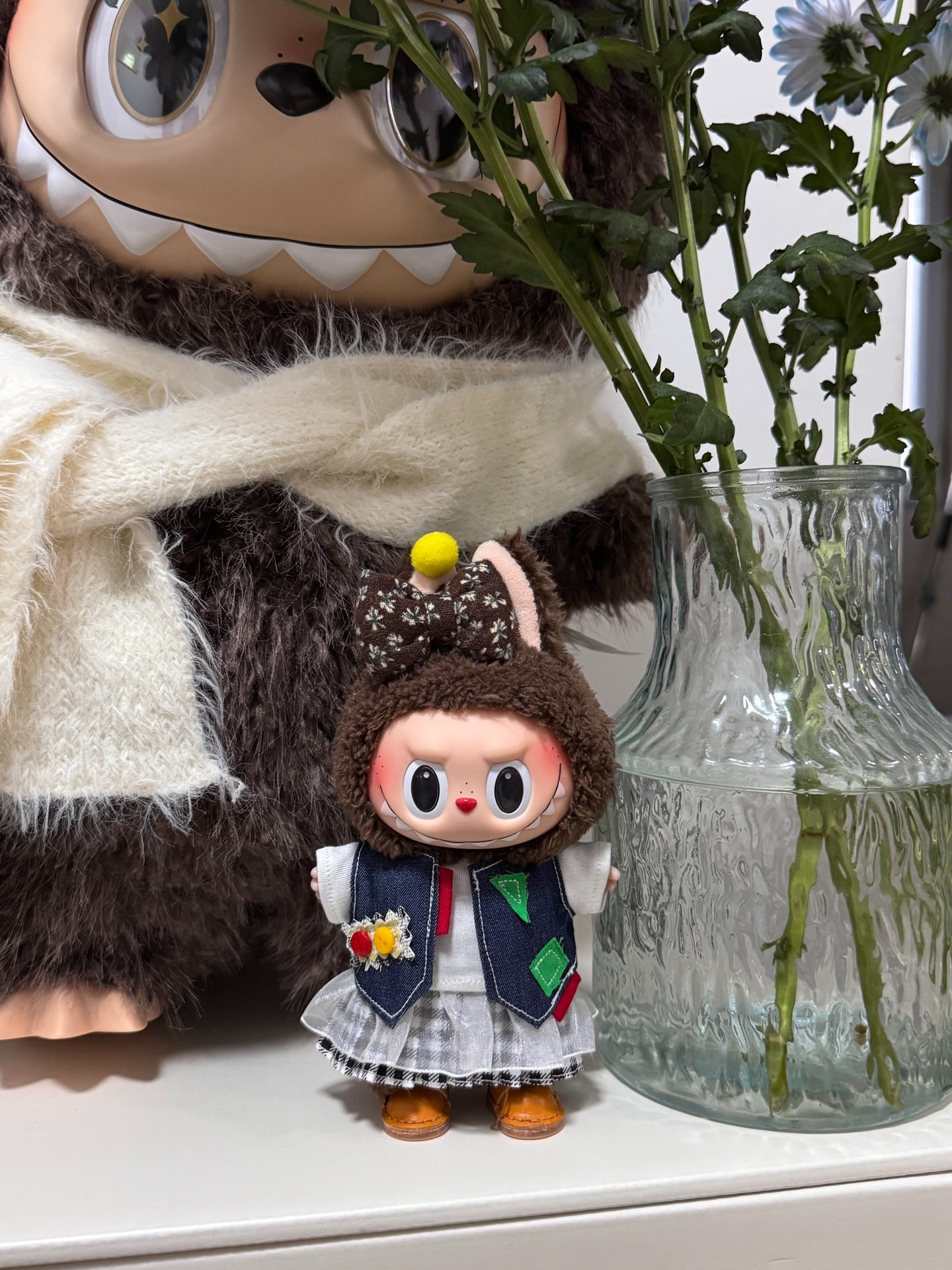 Charming Labubu Doll Outfit: Denim Vest, Plaid Skirt & Lace Details for 17cm Figures - Image 6