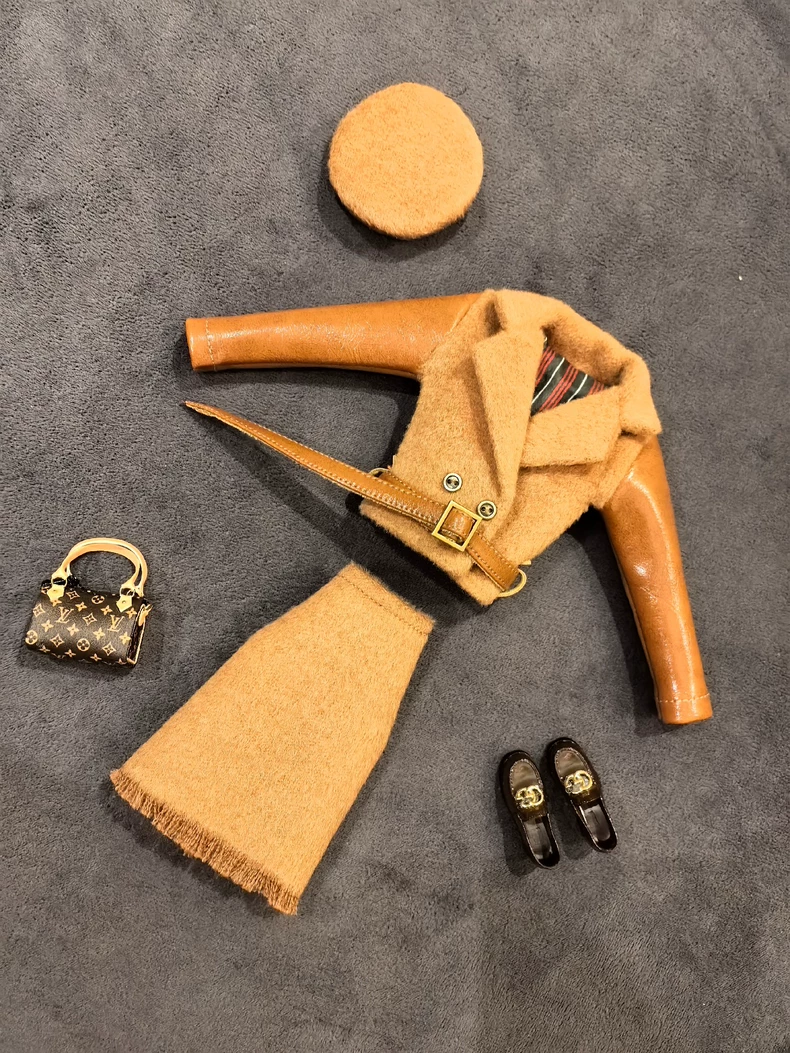 Luxury 1/6 BJD Doll Outfit – Wool & PU Elegance for Barbie, Mezco & More | Premium Collector’s Set - Image 3