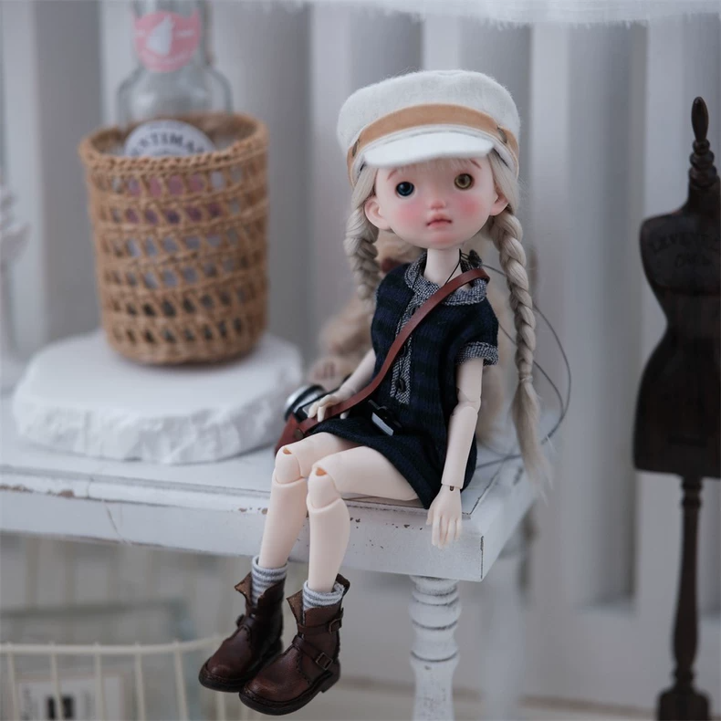 BLYTHE OB22 OB24 Doll Knit Dress & Cap Set - Navy White Stripes Japanese Minimalist Style Premium Comfort Fit Photogenic - Image 2