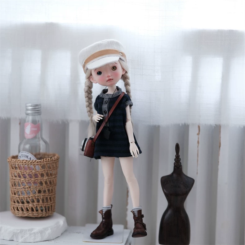 BLYTHE OB22 OB24 Doll Knit Dress & Cap Set - Navy White Stripes Japanese Minimalist Style Premium Comfort Fit Photogenic - Image 5