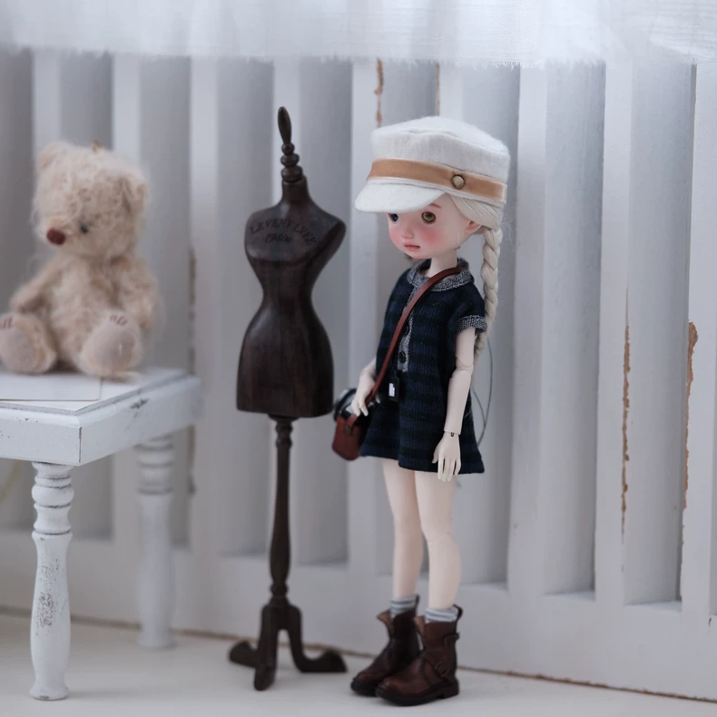 BLYTHE OB22 OB24 Doll Knit Dress & Cap Set - Navy White Stripes Japanese Minimalist Style Premium Comfort Fit Photogenic - Image 8