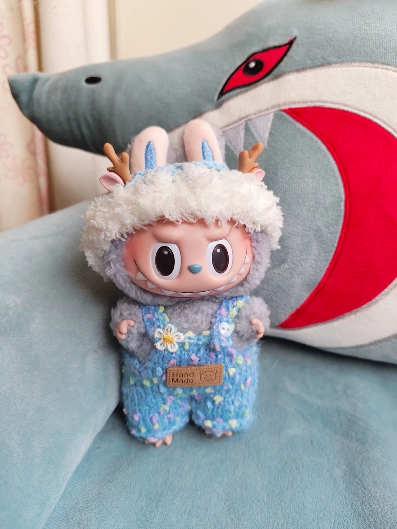 Custom LABUBU Outfit: Plush Hat & Overalls with Polka Dots – Durable, Adjustable & Handmade for Fans - Image 2