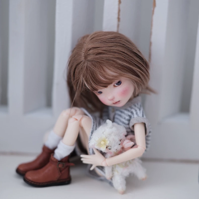 Minimalist Gray & White Striped BLYTHE Doll Outfit – Elegant, Versatile & High-Quality Knit Dress - Image 2