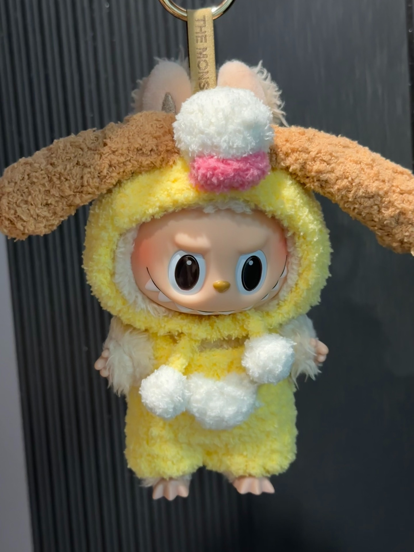 Cozy Bunny Labubu Outfit – Plush Yellow Bodysuit with Fluffy Pom-Poms & Adorable Ears - Image 5