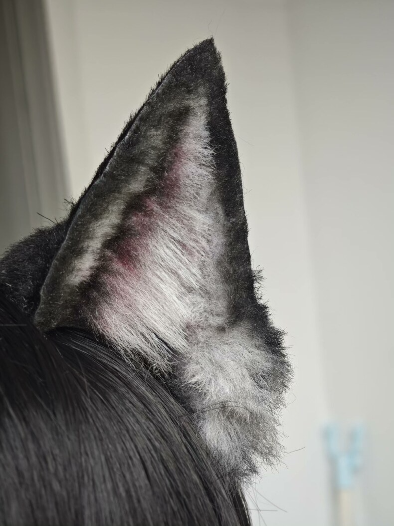 Lifelike Wolf Ears Headband – Plush Handmade Cosplay - Image 2