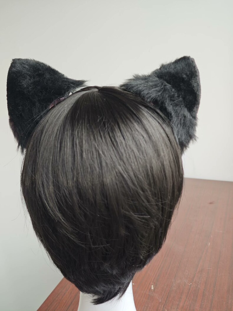 Plush Black & Pink Cat Ears – Cosplay & Lolita Accessory - Image 5