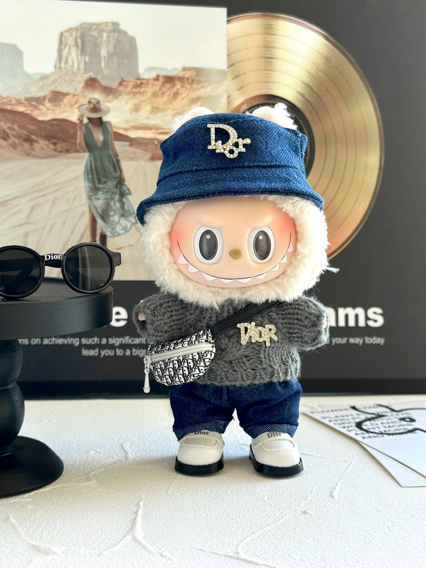 Luxury LABUBU Doll Outfit: Designer-Inspired Denim & Knit Ensemble for Stylish Play & Display - Image 2