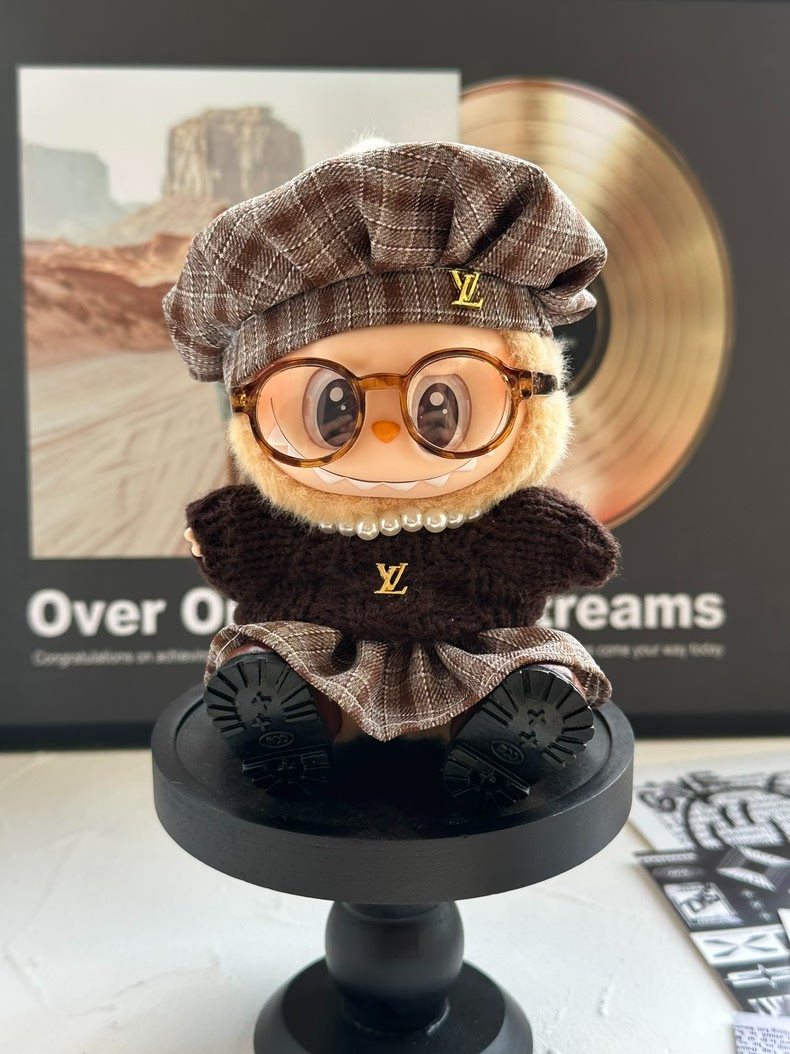 Stylish Labubu Doll Outfit: 6-Piece Chic Ensemble with Hat, Glasses & LV Details – Customizable & Trendy - Image 1