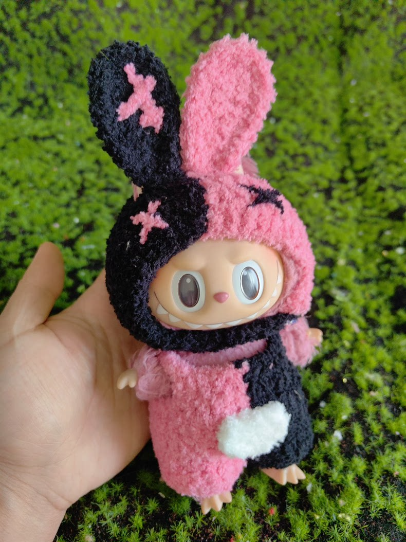 Adorable Pink & Black Labubu Doll Outfit – Plush Hat & Pants Set for Playful Fun! - Image 8