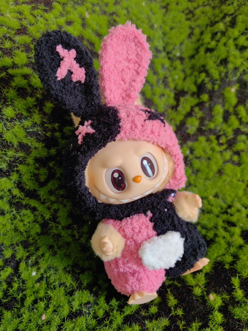 Adorable Pink & Black Labubu Doll Outfit – Plush Hat & Pants Set for Playful Fun! - Image 9
