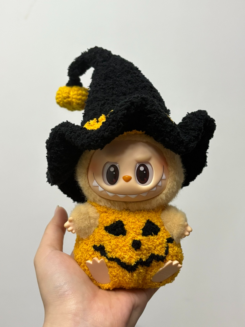 Whimsical Halloween Labubu Outfit: Pumpkin Costume & Witch Hat – Festive, Customizable, Premium Plush - Image 1