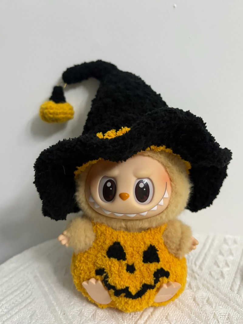 Whimsical Halloween Labubu Outfit: Pumpkin Costume & Witch Hat – Festive, Customizable, Premium Plush - Image 2