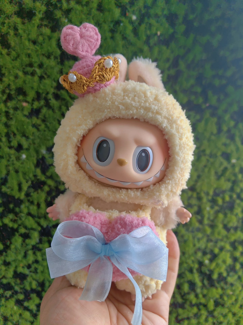 Whimsical LABUBU Chess Queen Outfit: Elegant, Playful Doll Ensemble with Crown & Pastel Hues - Image 2