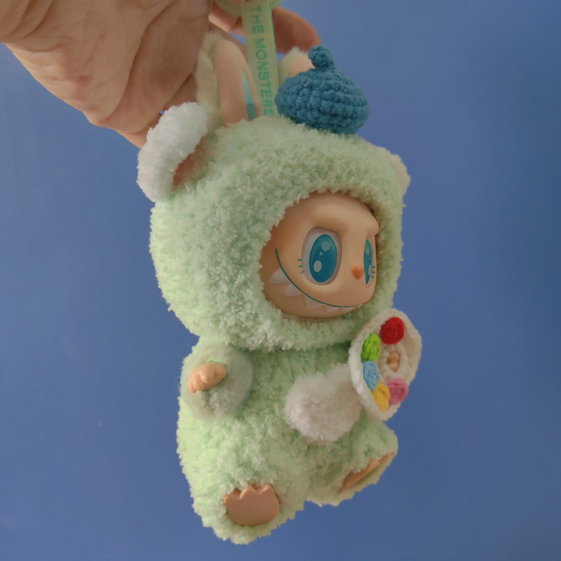 Adorable Labubu Plush Outfit Set – Spring-Themed Hat & Pants for POP MART Collectibles - Image 2