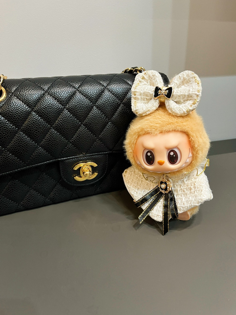 Luxury LABUBU Little Black Dress Outfit – Premium Corduroy & Tweed with Gold Accents - Image 3