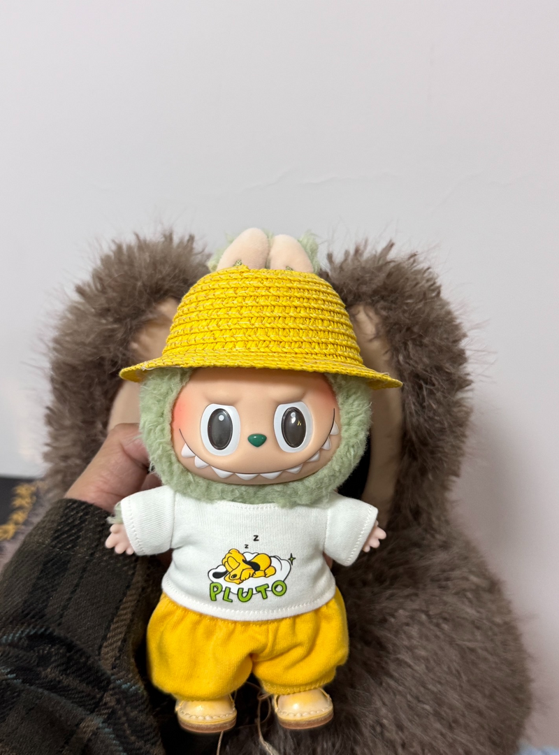 Vibrant Yellow & White Labubu Collectible Art Toy Outfit – Playful & Durable Plush Design - Image 3