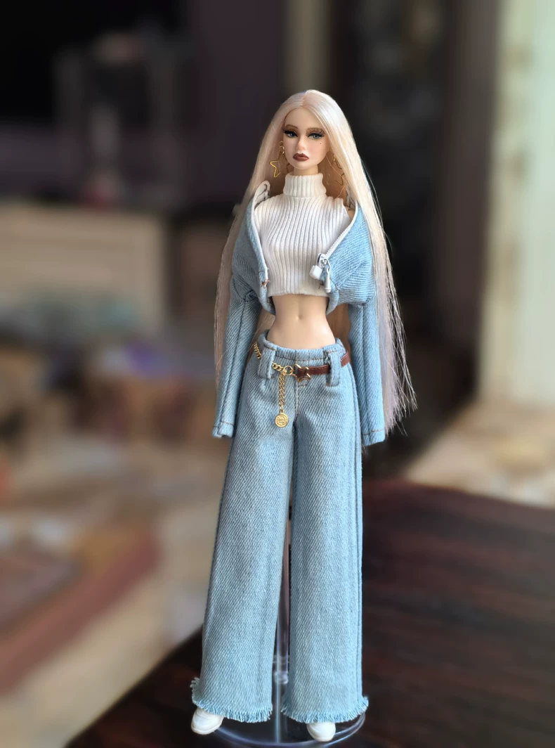Stylish 1/6 Scale Doll Outfit: Denim Jacket, Jeans & Accessories for Barbie – Premium Quality & Versatile Look - Image 1