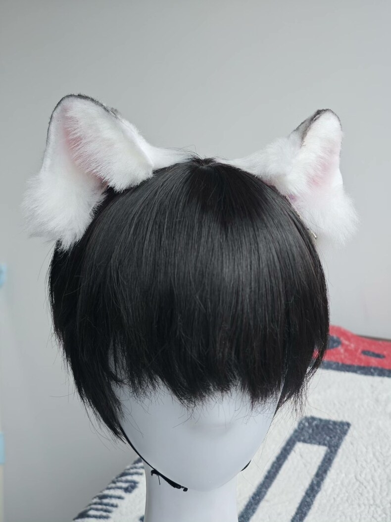 Handmade White Tiger Ears – Faux Fur Cosplay Accessory - Image 3
