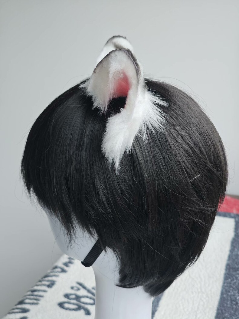 Handmade White Tiger Ears – Faux Fur Cosplay Accessory - Image 6