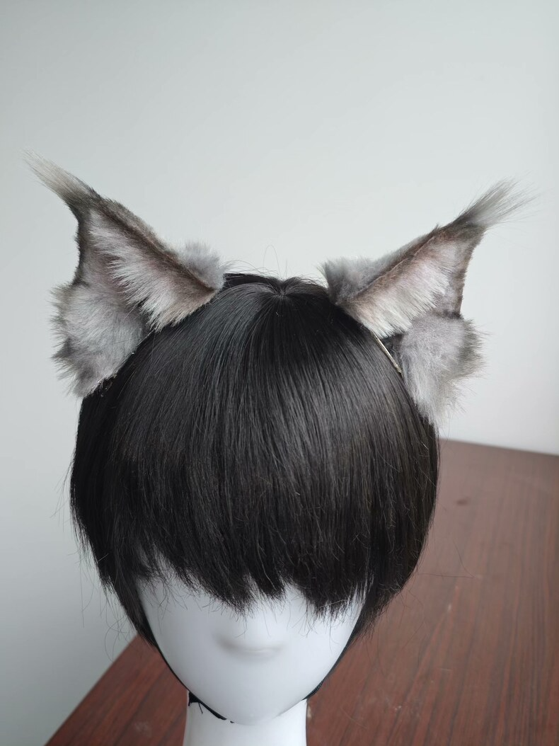 Handmade Maine Coon Cat Ears – Faux Fur Headband - Image 1