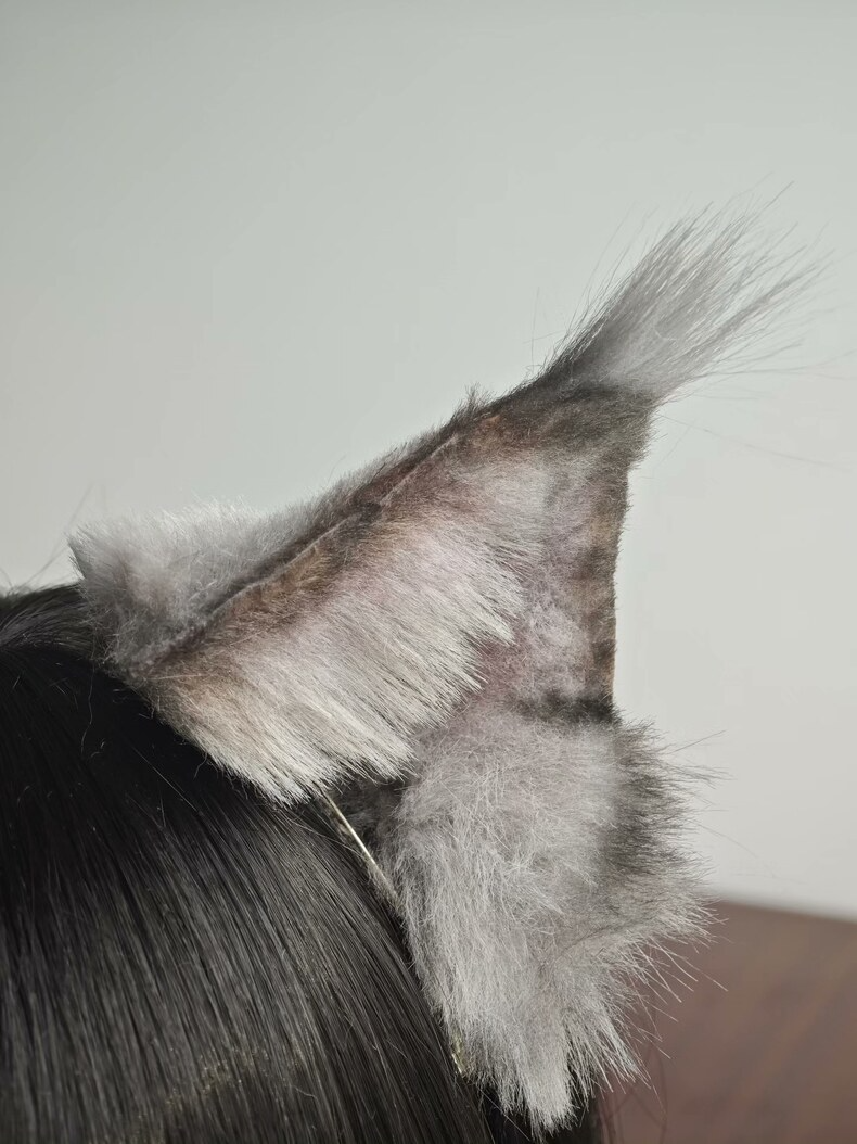 Handmade Maine Coon Cat Ears – Faux Fur Headband - Image 3