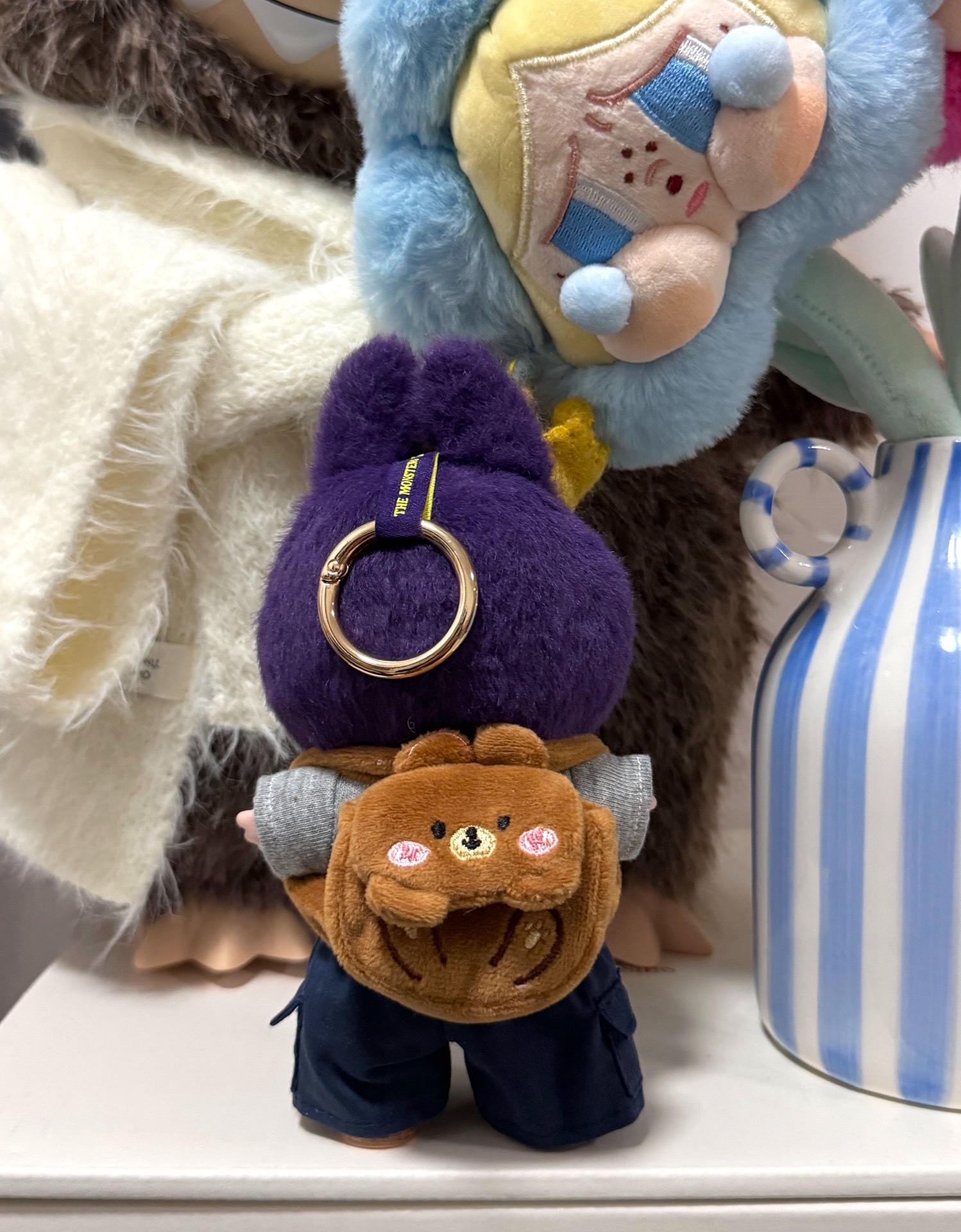 Charming Labubu Doll Outfit: Crown, Bear Print Sweater & Navy Pants – Premium Collectible Playwear - Image 2