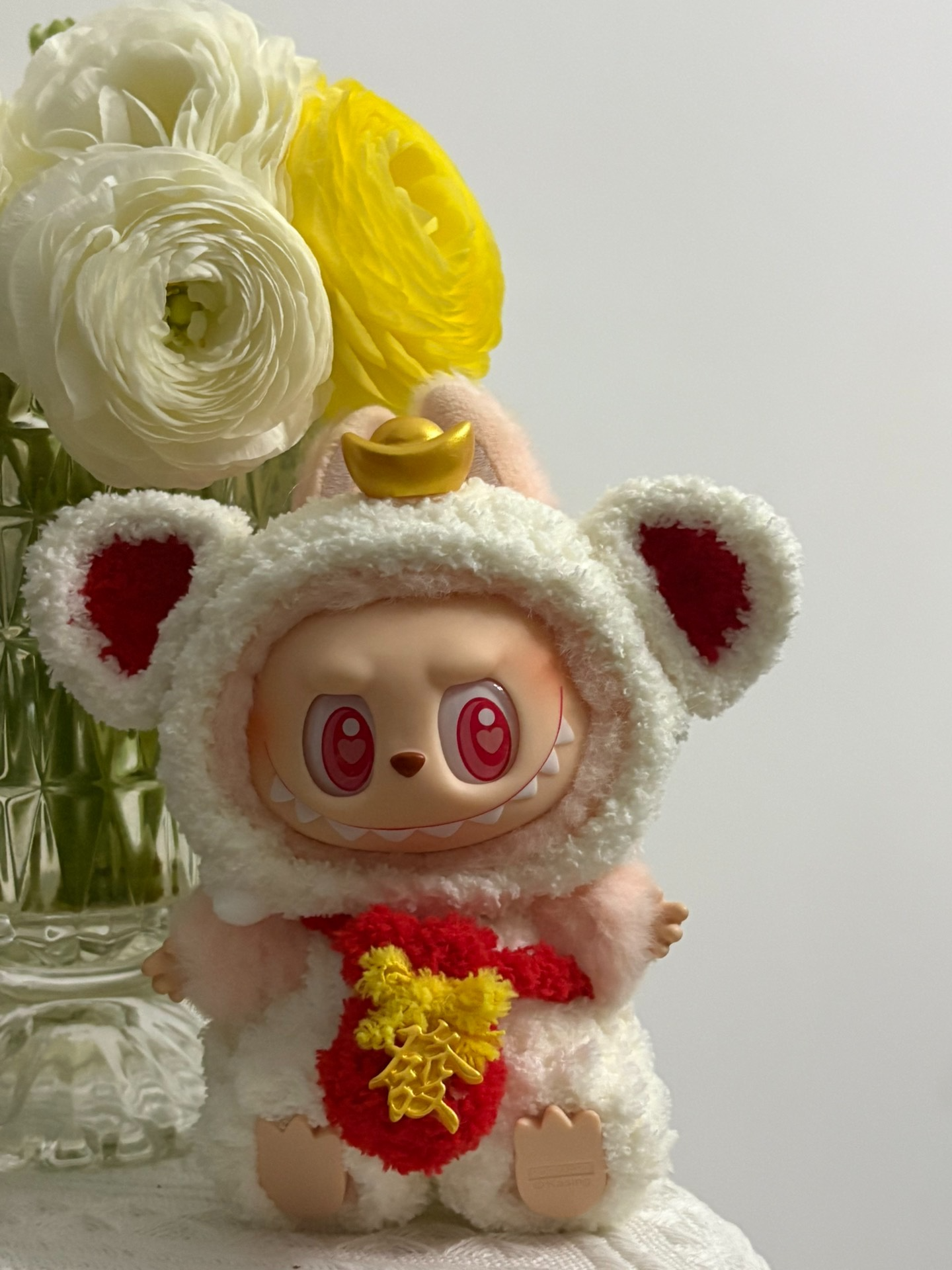 Whimsical Labubu Bear Outfit with Golden Ingot – Plush, Prosperous & Collectible - Image 1