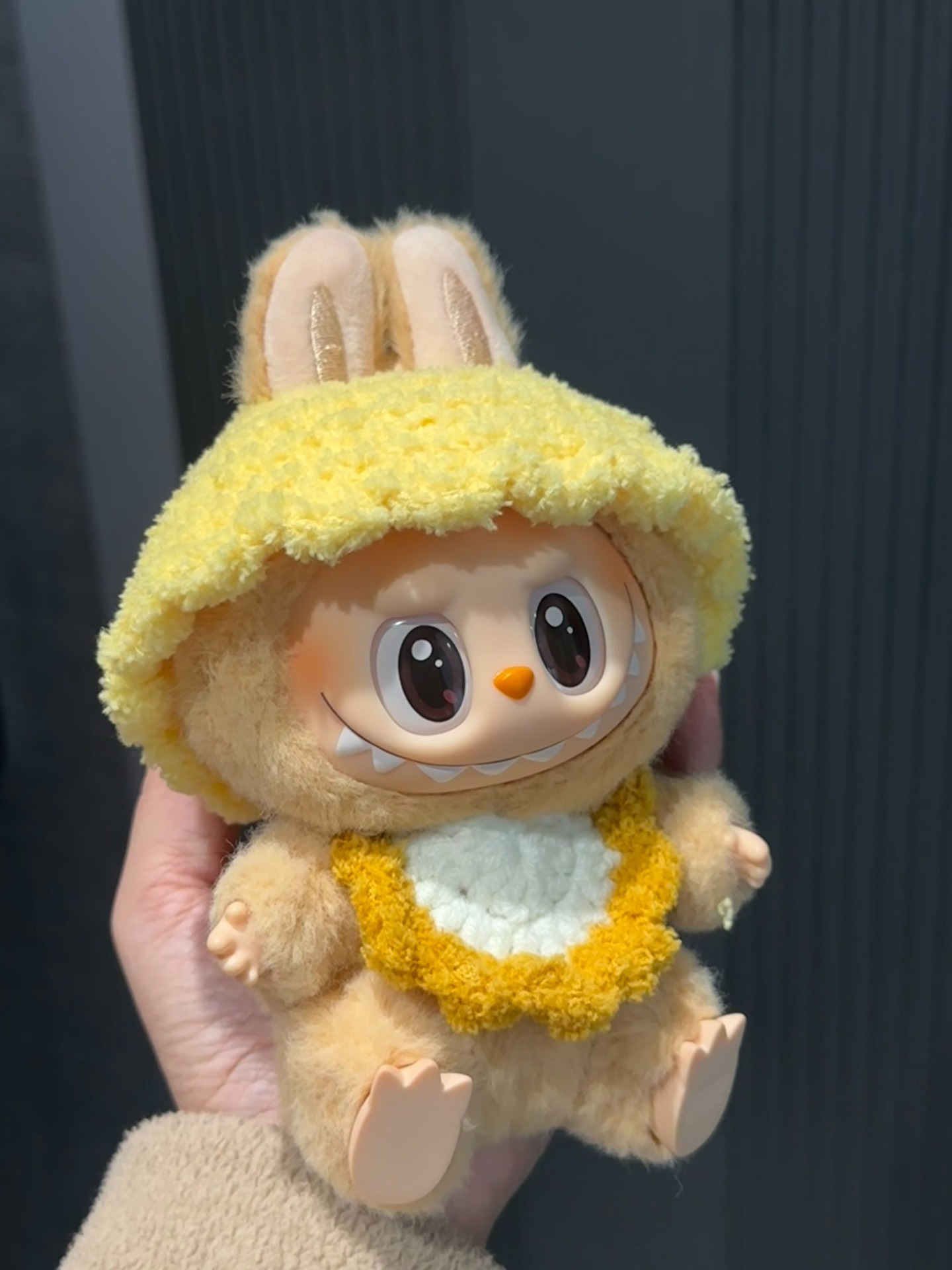 Handmade Plush LABUBU Doll Outfit – Sweet Pumpkin Hood & Velvety Yellow Ensemble for Collectors - Image 2
